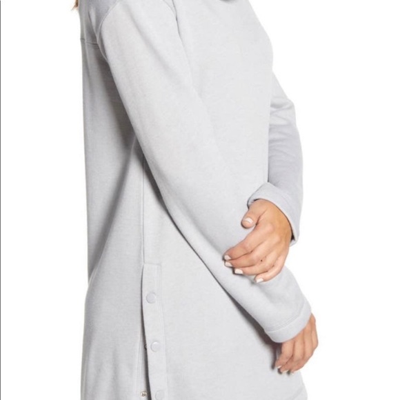 Caslon Grey Cowl Neck Side Snap Fleece Tunic Sweatshirt Size XS - Picture 3 of 9